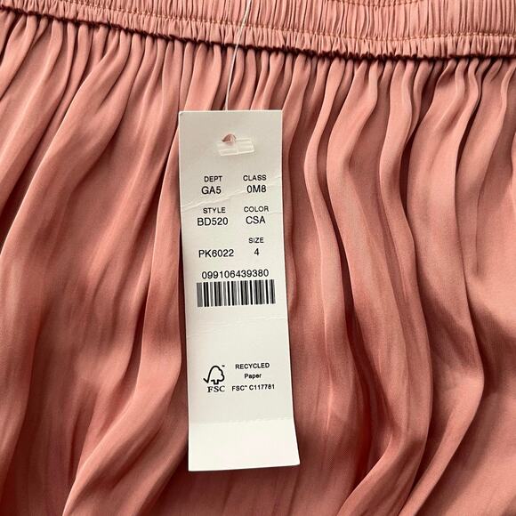 J. Crew Side-Slit Featherweight Crinkle Satin Maxi Skirt Pockets Pink Size 4 NWT - Picture 9 of 11